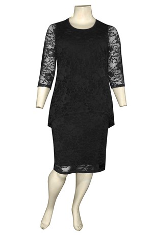 LIMITED BLACK - Delaney double layered stretch lace dress